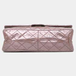 Pre Owned Chanel Pink Reissue 2.55 Aged Metallic Calfskin Double Flap 226