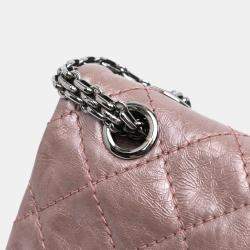 Pre Owned Chanel Pink Reissue 2.55 Aged Metallic Calfskin Double Flap 226