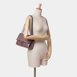 Pre Owned Chanel Pink Reissue 2.55 Aged Metallic Calfskin Double Flap 226