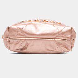 Pre Owned Chanel Pink Mini Metallic Quilted Calfskin 22 Satchel