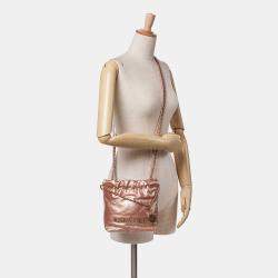 Pre Owned Chanel Pink Mini Metallic Quilted Calfskin 22 Satchel