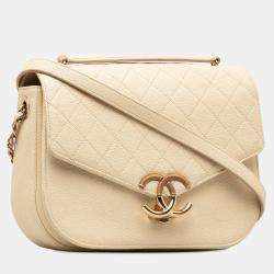 Pre Owned Chanel Brown Medium Caviar Paris Cuba Thread Around Flap