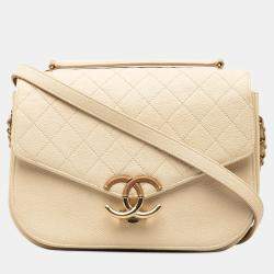 Pre Owned Chanel Brown Medium Caviar Paris Cuba Thread Around Flap