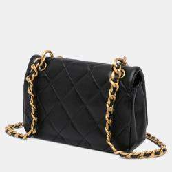 Pre Owned Chanel Black Small Quilted Lambskin Chain is More Flap