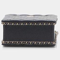 Pre Owned Chanel Black Mini Caviar Chain Around Cut Out Evening Bag