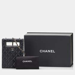 Pre Owned Chanel Black Mini Caviar Chain Around Cut Out Evening Bag