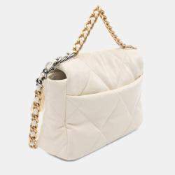 Pre Owned Chanel Cream Medium Lambskin 19 Flap