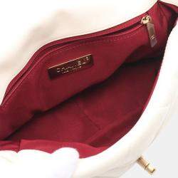 Pre Owned Chanel Cream Medium Lambskin 19 Flap