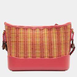 Pre Owned Chanel Pink Small Rattan Gabrielle Crossbody