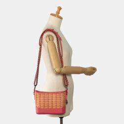 Pre Owned Chanel Pink Small Rattan Gabrielle Crossbody