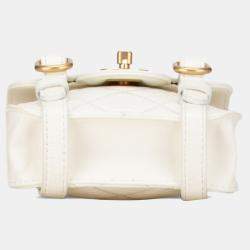 Pre Owned Chanel White Mini Aged Calfskin City School Flap