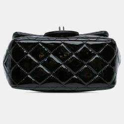 Pre Owned Chanel Black Mini Square Classic Patent Single Flap