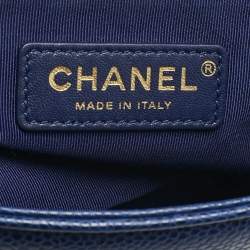 Pre Owned Chanel Blue Quilted Caviar Leather Carry Around Flap Bag
