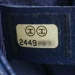 Pre Owned Chanel Blue Quilted Caviar Leather Carry Around Flap Bag