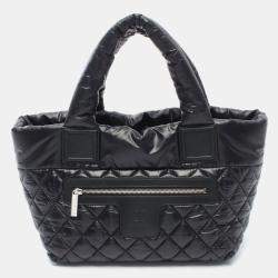 Pre Owned Chanel Coco Cocoon PM Black Nylon Tote Bag
