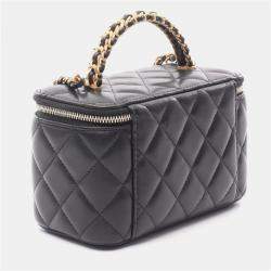 Pre Owned Chanel Vanity Case Black Leather Shoulder Bag