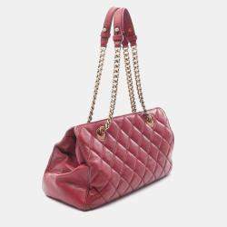 Pre Owned Chanel Perfect Edge Bordeaux Leather Shoulder Bags