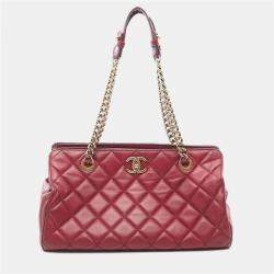 Pre Owned Chanel Perfect Edge Bordeaux Leather Shoulder Bags