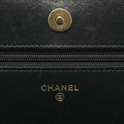 مملوكة مسبقًا محفظة شانيل جلد مبطن أسود 19 بسلسلة