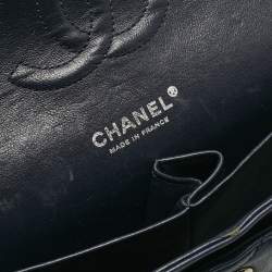 Pre Owned Chanel Navy Blue Quilted Leather Medium Classic Double Flap Bag