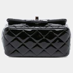 Pre Owned Chanel Black Mini Square Classic Patent Single Flap