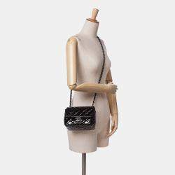 Pre Owned Chanel Black Mini Square Classic Patent Single Flap