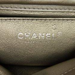 Pre Owned Chanel Grey Mini Embellished Calfskin Chevron Square Envelop Flap