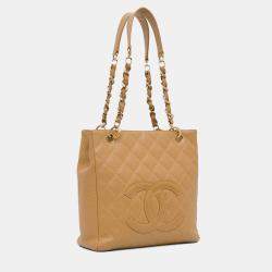 Pre Owned Chanel Brown Caviar Petite Shopping Tote