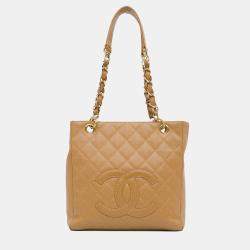 Pre Owned Chanel Brown Caviar Petite Shopping Tote