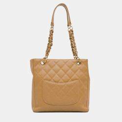 Pre Owned Chanel Brown Caviar Petite Shopping Tote