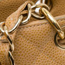 Pre Owned Chanel Brown Caviar Petite Shopping Tote