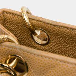 Pre Owned Chanel Brown Caviar Petite Shopping Tote