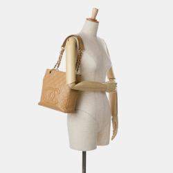 Pre Owned Chanel Brown Caviar Petite Shopping Tote