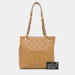 Pre Owned Chanel Brown Caviar Petite Shopping Tote