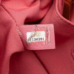 Pre Owned Chanel Pink Mini Square Lambskin Pearl Samba Flap