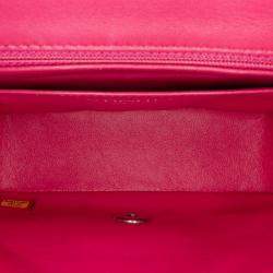 Pre Owned Chanel Pink Mini Square Classic Lambskin Single Flap