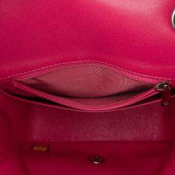 Pre Owned Chanel Pink Mini Square Classic Lambskin Single Flap