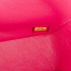 Pre Owned Chanel Pink Mini Square Classic Lambskin Single Flap