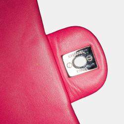 Pre Owned Chanel Pink Mini Square Classic Lambskin Single Flap