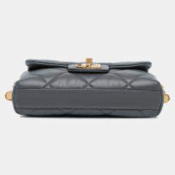 Pre Owned Chanel Grey Mini Quilted Lambskin Crush on Chains Flap