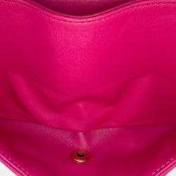 Pre Owned Chanel Pink Medium Classic Chevron Lambskin Double Flap