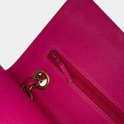 Pre Owned Chanel Pink Medium Classic Chevron Lambskin Double Flap