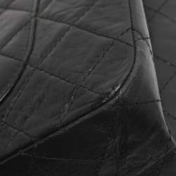 Pre Owned Chanel Black Quilted Aged Leather Classic 227 Reissue 2.55 Flap Bag