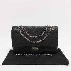 Pre Owned Chanel Black Quilted Aged Leather Classic 227 Reissue 2.55 Flap Bag