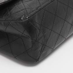 Pre Owned Chanel Black Quilted Aged Leather Classic 227 Reissue 2.55 Flap Bag