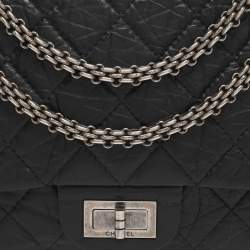 Pre Owned Chanel Black Quilted Aged Leather Classic 227 Reissue 2.55 Flap Bag