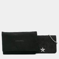 Pre Owned Chanel Black Quilted Suede Cocostellar Wallet on Chain