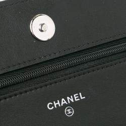 Pre Owned Chanel Black Quilted Suede Cocostellar Wallet on Chain