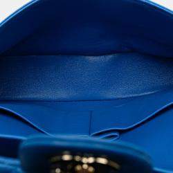 Pre Owned Chanel Blue Medium Classic Lambskin Double Flap