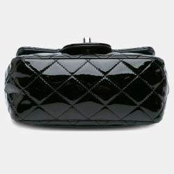 Pre Owned Chanel Black Mini Square Classic Patent Single Flap